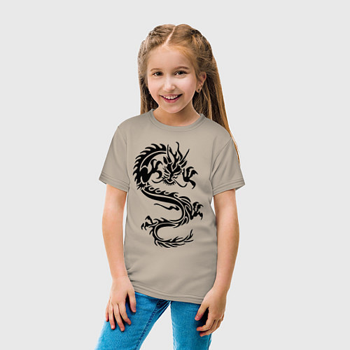 Детская футболка Дракон орнамент / Миндальный – фото 4