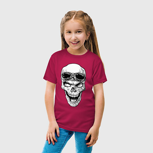 Детская футболка Skull and glasses / Маджента – фото 4