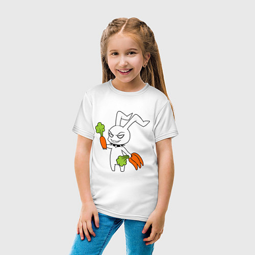 Детская футболка Злой заяц / Белый – фото 4