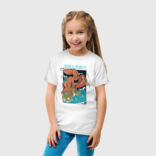 Детская футболка Лиса и Карп / Белый – фото 4