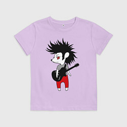 Футболка хлопковая детская Ежик рок музыкант, цвет: лаванда
