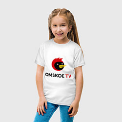 Футболка хлопковая детская Omskoe TV logo, цвет: белый — фото 2