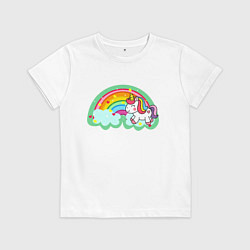 Детская футболка Единорог с радугой