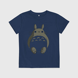 Футболка хлопковая детская Тоторо с прозрачным пузиком, цвет: тёмно-синий
