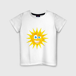 Футболка хлопковая детская Летнее солнце, цвет: белый