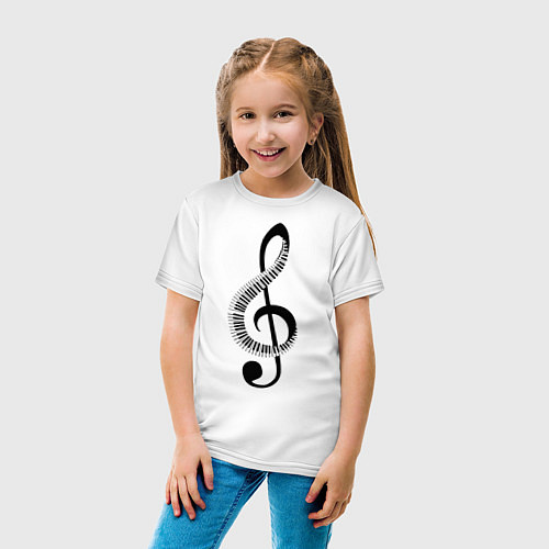 Детская футболка Скрипичный ключ и клавиши / Белый – фото 4