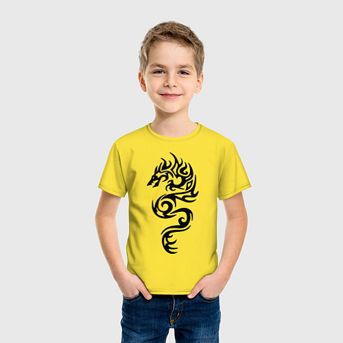 Детская футболка Татуировка - дракон / Желтый – фото 3