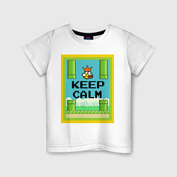 Футболка хлопковая детская Flappy Bird & Keep Calm, цвет: белый