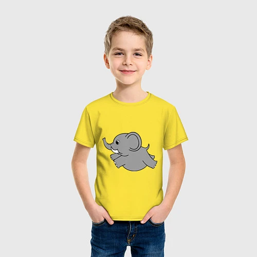 Детская футболка Летящий слоник / Желтый – фото 3
