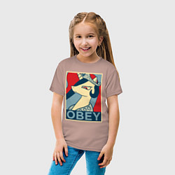 Футболка хлопковая детская Trixie OBEY, цвет: пыльно-розовый — фото 2