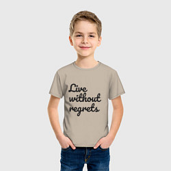 Футболка хлопковая детская Live without regrets, цвет: миндальный — фото 2
