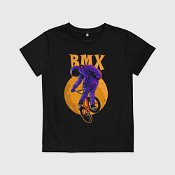 Футболка хлопковая детская BMX - moon - space, цвет: черный