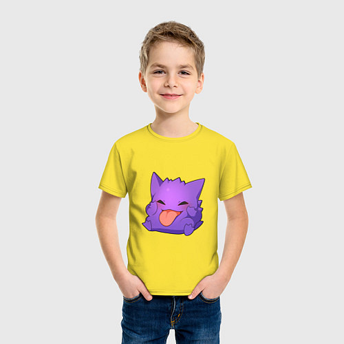 Детская футболка Монстрик показывает язык / Желтый – фото 3