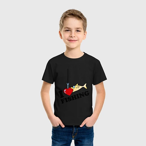 Детская футболка I love fishing / Черный – фото 3