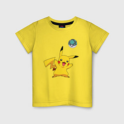 Футболка хлопковая детская Pokemon pikachu 1, цвет: желтый