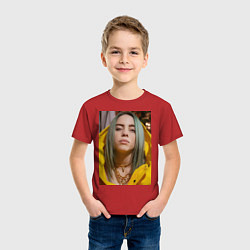 Футболка хлопковая детская Билли Айлиш Billie Eilish, цвет: красный — фото 2