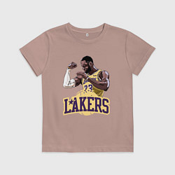 Футболка хлопковая детская LeBron - Lakers, цвет: пыльно-розовый
