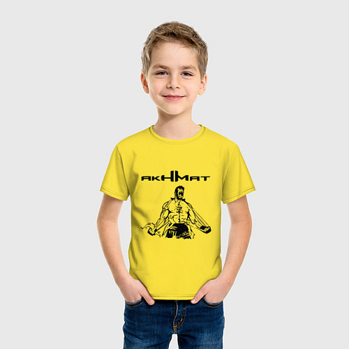 Детская футболка Ахмат боец / Желтый – фото 3