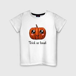 Футболка хлопковая детская Halloween pumpkin, цвет: белый