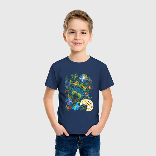 Детская футболка Славянский орнамент / Тёмно-синий – фото 3