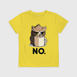 Футболка хлопковая детская Сова с кофе, цвет: желтый