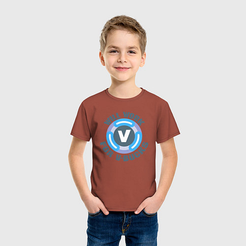 Детская футболка Will Work For V-Bucks / Кирпичный – фото 3