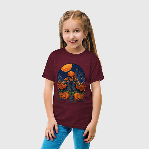 Детская футболка Halloween / Меланж-бордовый – фото 4