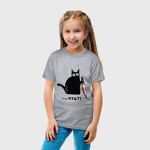 Детская футболка Милый кот / Меланж – фото 4