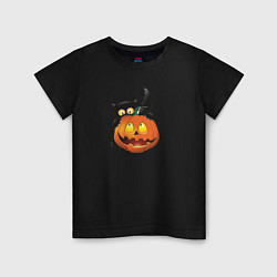 Футболка хлопковая детская Хеллоуин, цвет: черный