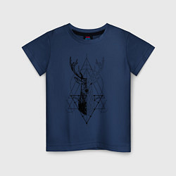 Футболка хлопковая детская Polygonal deer, цвет: тёмно-синий