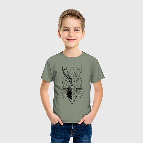Детская футболка Polygonal deer / Авокадо – фото 3