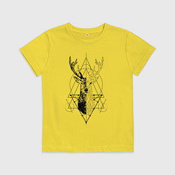 Футболка хлопковая детская Polygonal deer, цвет: желтый