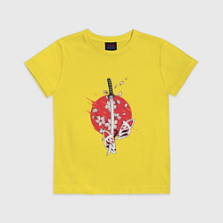 Детская футболка Катана на фоне сакуры Z