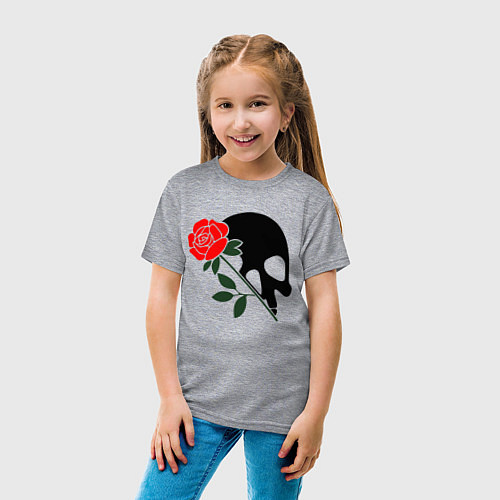 Детская футболка Череп с розой / Меланж – фото 4
