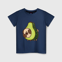 Футболка хлопковая детская Мопс-авокадо, цвет: тёмно-синий