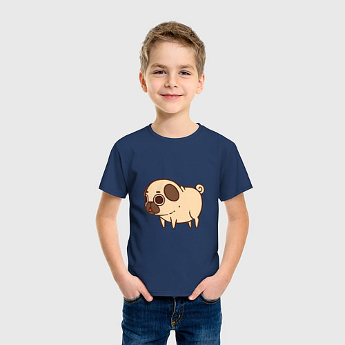 Детская футболка Мопс / Тёмно-синий – фото 3