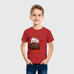 Футболка хлопковая детская Genshin Impact Paimon food, цвет: красный — фото 2