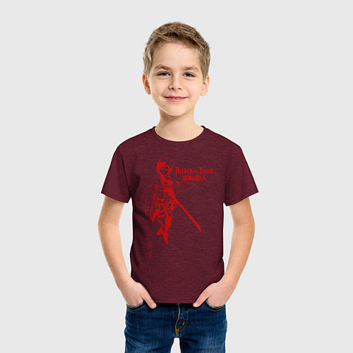Детская футболка Атака на титанов / Меланж-бордовый – фото 3