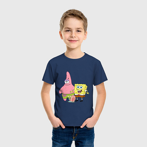 Детская футболка Губка Боб / Тёмно-синий – фото 3