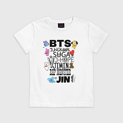 Футболка хлопковая детская BTS BT21, цвет: белый