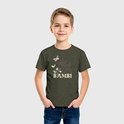 Футболка хлопковая детская Bambi, цвет: меланж-хаки — фото 2