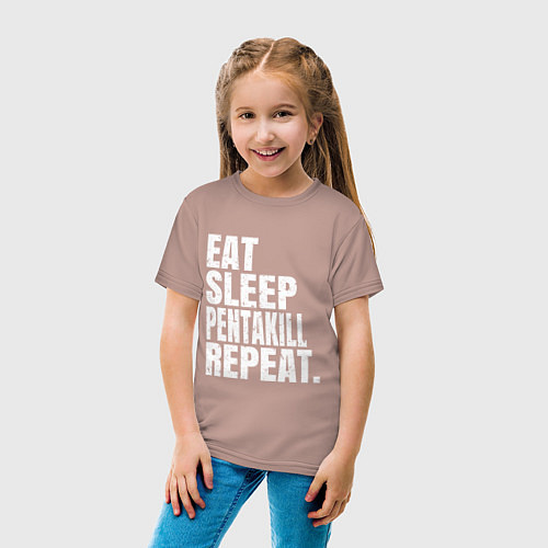 Детская футболка EAT SLEEP PENTAKILL REPEAT / Пыльно-розовый – фото 4