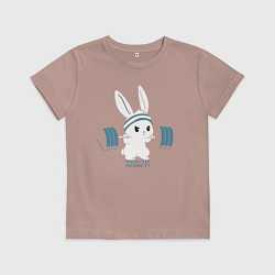 Футболка хлопковая детская Физкульт - привет!, цвет: пыльно-розовый