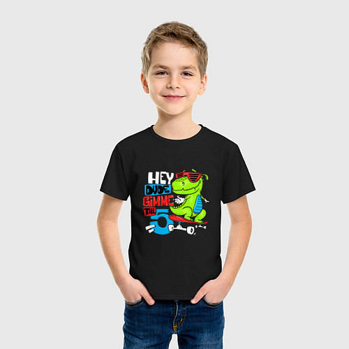 Детская футболка Dino hipster / Черный – фото 3