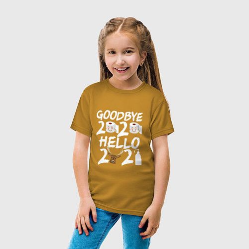 Детская футболка Goodbye 2020 hello 2021 / Горчичный – фото 4
