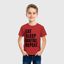 Футболка хлопковая детская EAT SLEEP BASKETBALL REPEAT, цвет: красный — фото 2