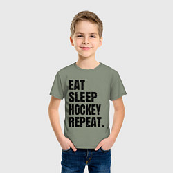 Футболка хлопковая детская EAT SLEEP HOCKEY REPEAT, цвет: авокадо — фото 2