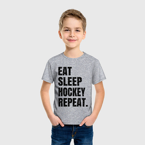 Детская футболка EAT SLEEP HOCKEY REPEAT / Меланж – фото 3