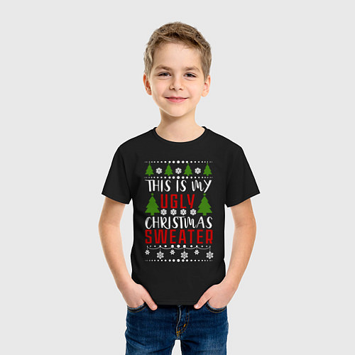 Детская футболка My ugly christmas sweater / Черный – фото 3