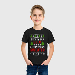 Футболка хлопковая детская My ugly christmas sweater, цвет: черный — фото 2